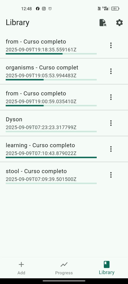 Library Screen - View your study materials collection